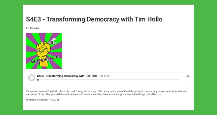 Tim on 4ZZZ: Living Democracy