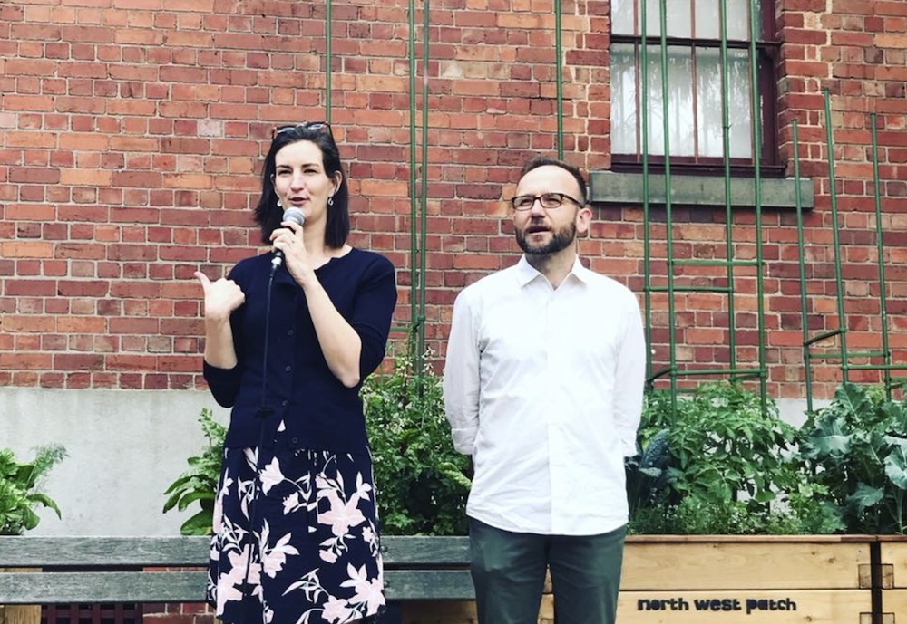 Victorian Greens MP Ellen Sandell with Greens leader Adam Bandt